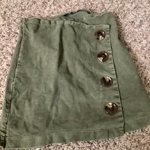 altar'd state olive green button skirt